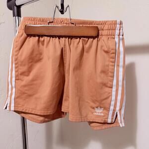 Adidas Women's Casual Coral Shorts with White Stripes